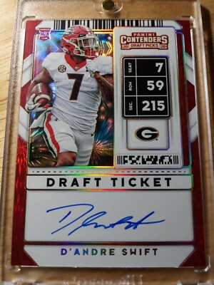 2020 D'Andre Swift Contenders Draft Picks TD Rookie on card Auto ''6/6'' Eagles 