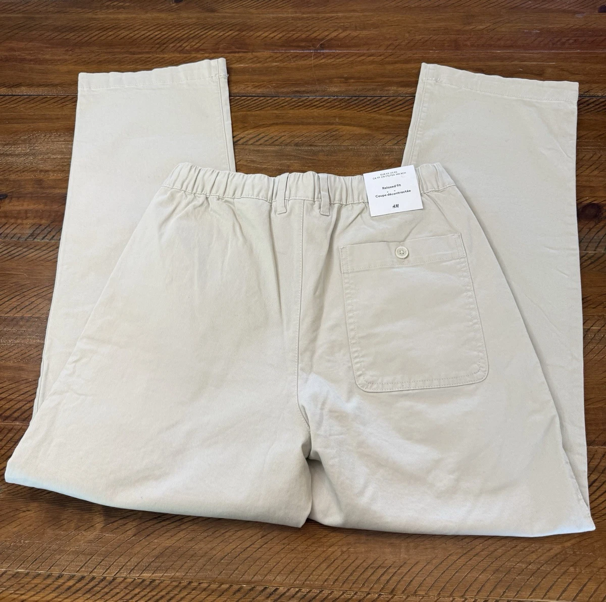 H&M Relaxed Fit sarga de algodón beige claro talla XS para hombre