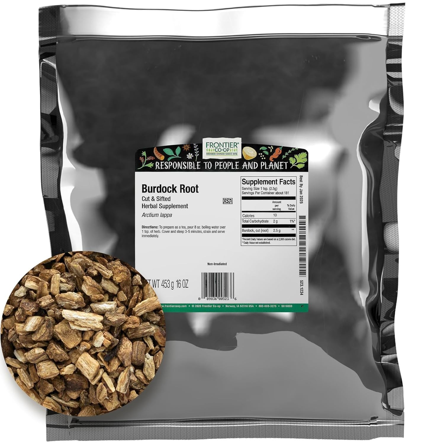 Frontier Co-op Cut and Sifted Burdock Root 1lb 