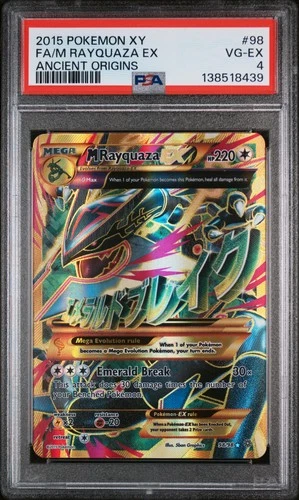 2015 POKEMON XY ANCIENT ORIGINS #98 FULL ART/M RAYQUAZA EX PSA 4