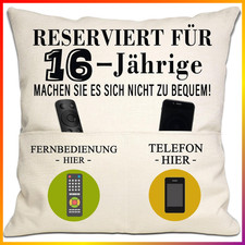 16. Geburtstag Kissenbezug für Mädchen und Jungen, Deko Geschenk