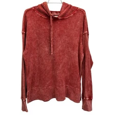 Michael Stars Thermal Hooded Shirt Red Was Med