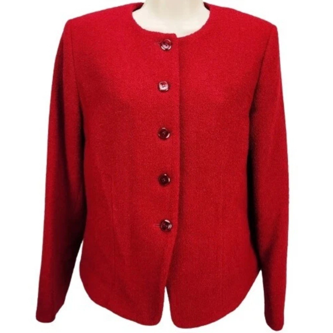Pendleton Red Wool Blend Lined Blazer Women's 10 - image 1