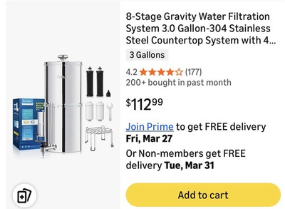 #ad #ad 8 Stage Gravity Water Filtration System 3.0 Gallon 304 Stainless Steel Counte... $99.00