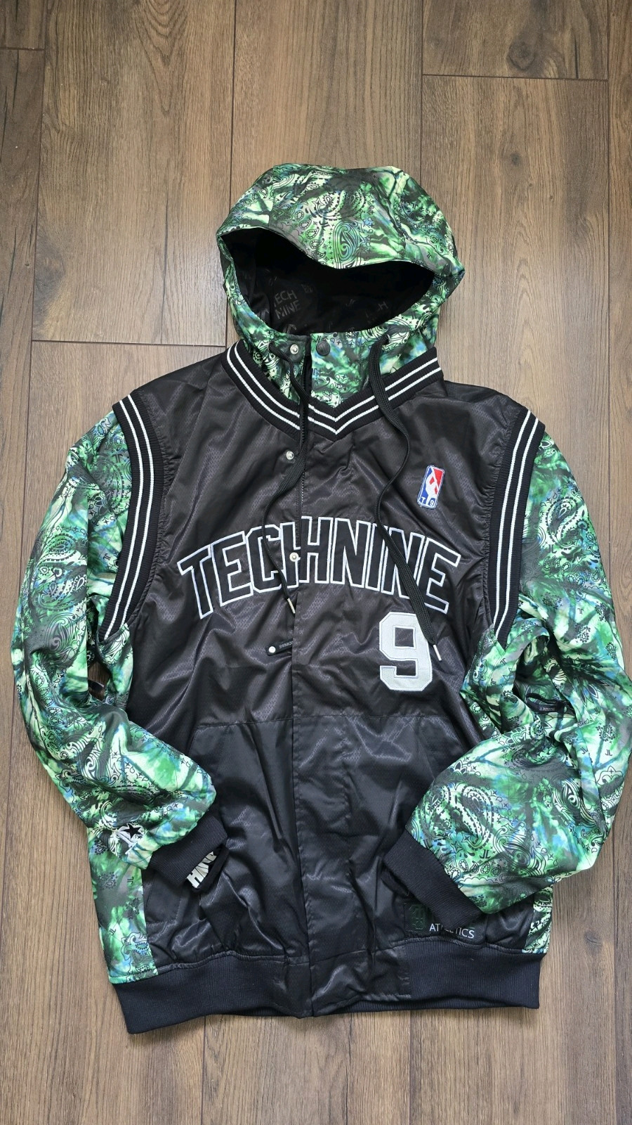 Technine Slam Dunk Snowboarding Jacket Mens L Black Mesh/Tie Dye