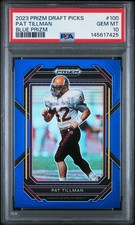 2023 PANINI PRIZM DRAFT PICKS BLUE PRIZM #100 PAT TILLMAN 34/199 PSA 10