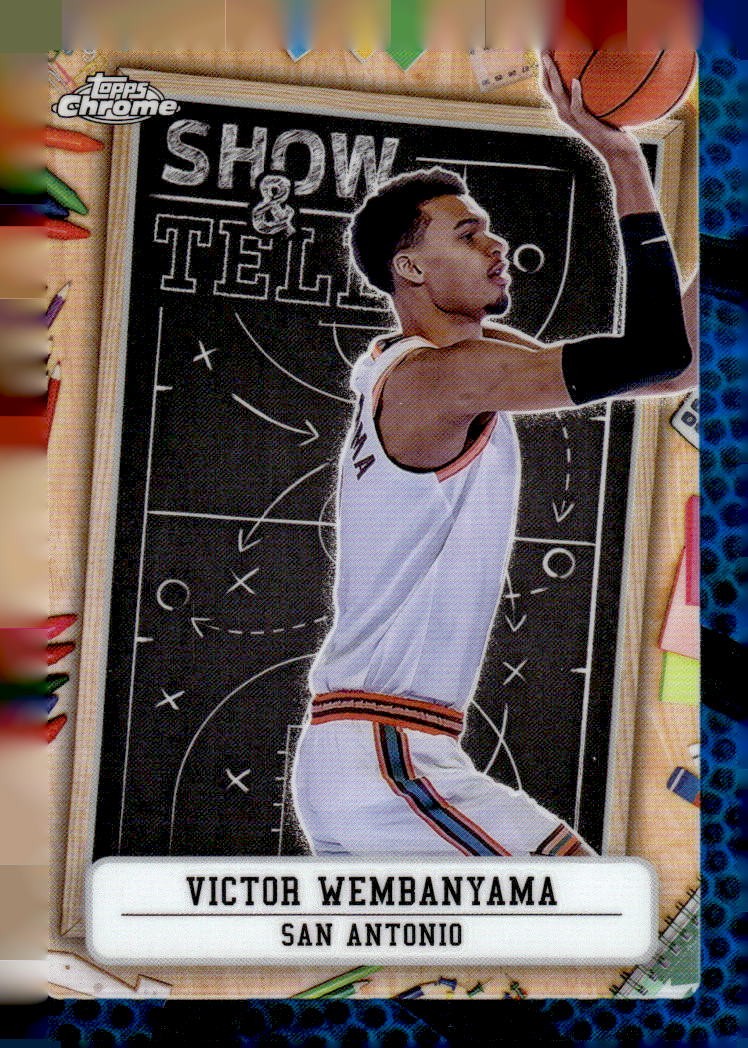 Victor Wembanyama #ST-9 Basketball Cards 2024 Topps Chrome Show and Tell trading card — raw and PSA graded price guide