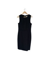 Ann Taylor Loft Solid Black Cap Sleeve Dress Size 10 Polyester Blend