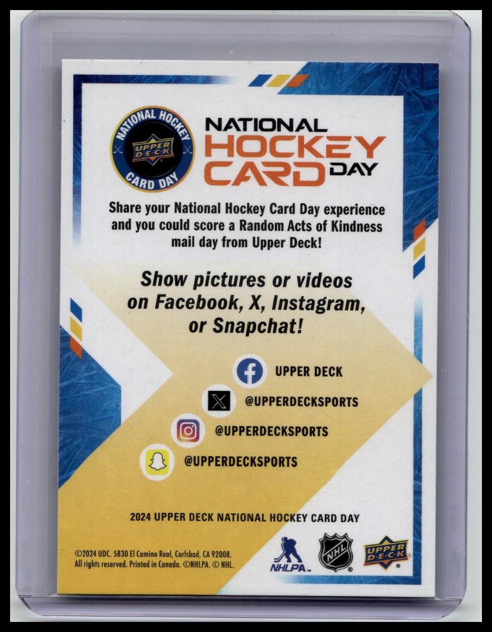 2024 Upper Deck National Hockey Card Day #NNO Checklist