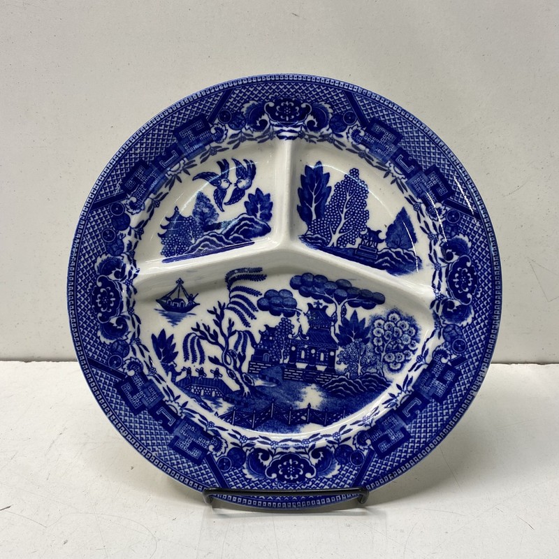 Made In Japan Blue Willow Pattern Divided Grill Dinnerware Tableware Plate