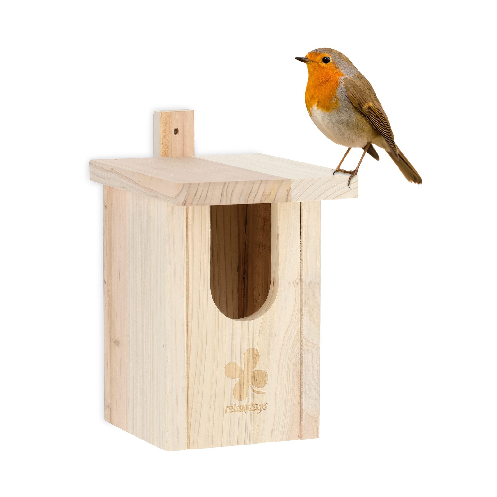 Nichoir pour oiseaux semi-cavernicoles en bois naturel suspendu - Modèle Rustique