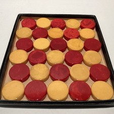 VTG Bakelite Backgammon Checkers 31 X 9.3mm Red & Butterscotch VGC!!