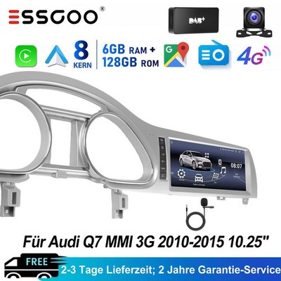 Android15 10.25'' Autoradio CarPlay GPS +DAB für Audi Q7 4L MMI High 3G 2010-2015