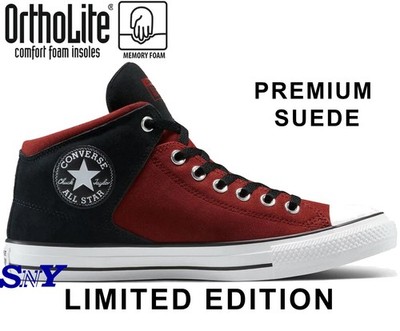 CONVERSE Chuck Taylor All Star High Street Suede & Canvas Men's Shoes Red Black
