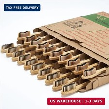 20 Count Bamboo Toothbrushes Soft Medium , Natural Wood Toothbrush Bulk, Eco-Fr