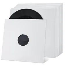 10PCS 12" Vinyl Record Jackets, 350gsm Acid-Free Cardboard LP Sleeves, White