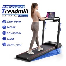 3-in-1 Under Desk Treadmill Walking Pad with Removable Desk 2.5HP Silent Motor