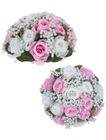 2 PCS Fake Pink Rose Baby's Breath Artificial Flower Ball Centerpieces For Table