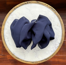 Vintage Navy Blue Coastal Riviera Chiffon Bow Barrette