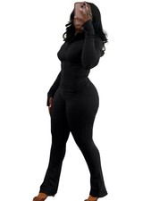 Womens 2 Piece Outfits Tracksuit Set Long Sleeve Zip Up Crop Jacket Leggings ...