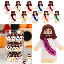 100 Pcs Little Jesus Figures, Multicolor Mini Jesus Figurines in Bulk, Tiny J...