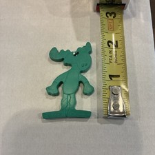 1969 Bullwinkle Green Springy Figure, General Mills Cereal Premium 2 height