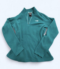 The North Face Women s Teal Fleece 1/4 Zip Mock Neck Logo Sweatshirt M