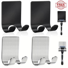 2PCS Wall-Mounted Stainless Steel Hangers Razor Storage Rack Bathroom Organizer