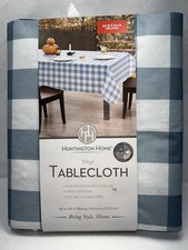 Blue  White Checker Oblong Vinyl Tablecloth Waterproof Indoor/Outdoor Use 60X84