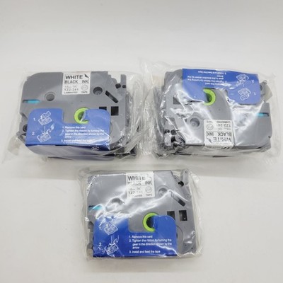 5 Brother Genuine P Touch TZE-241 Label Tape Cartridge Black on White 18mm 3/4