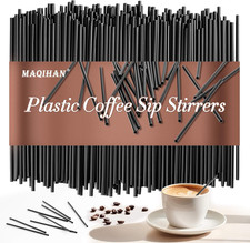 600PCS Black Plastic Cocktail Straws 5" Drink Stir Sticks Disposable Coffee Stir