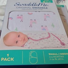 SwaddleMe Original Swaddle Adjustable Baby Wrap 0-3 Months White Pink Multicolor