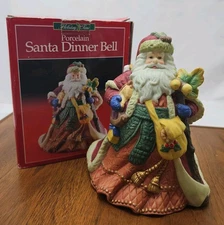 Holiday Time OLD WORLD Porcelain SANTA CLAUS Christmas Dinner BELL 6 1/2" TALL