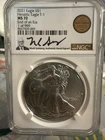 1 oz silver eagle 2021 Hand Picked And Signed By Mark Salzberg 1 Of 999 NGC MS70