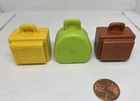 Vintage Fisher Price little people lot/3 yellow/brown/green suitcases