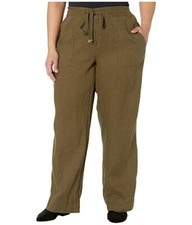 NEW LAUREN RALPH LAUREN GREEN LINEN WIDE LEG PANTS SIZE 18W WOMEN PLUS