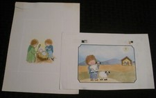 CHRISTMAS Cartoon Shepherd Nativity 2pcs 6.5x9" Greeting Card Art 110 212