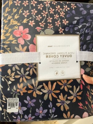 Pottery Barn Livia Floral Duvet Cover Set Blue Pink Twin & Standard Sham Teen 