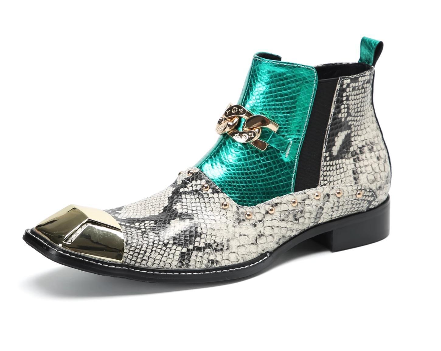 SAOLA Scarpe Oxford alte uomo eleganti pelle di serpente metallo punta eleganti zip laterale