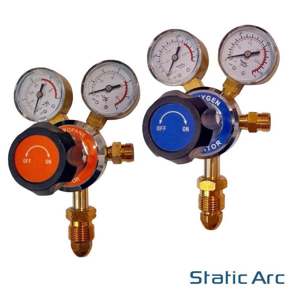 OXY PROPANE GAS CUTTING TORCH KIT OXYGEN FLAME CUTTER HOSE REGULATOR KIT - Image 3 of 4