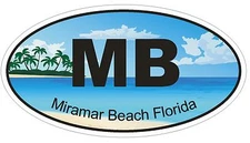 Miramar Beach Florida Oval Bumper Sticker or Helmet Sticker D1249 Euro Oval