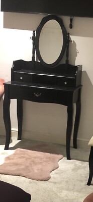 vintage barbie black dress Kompact Small Black and Pero Oak Dressing Table – FurniComp