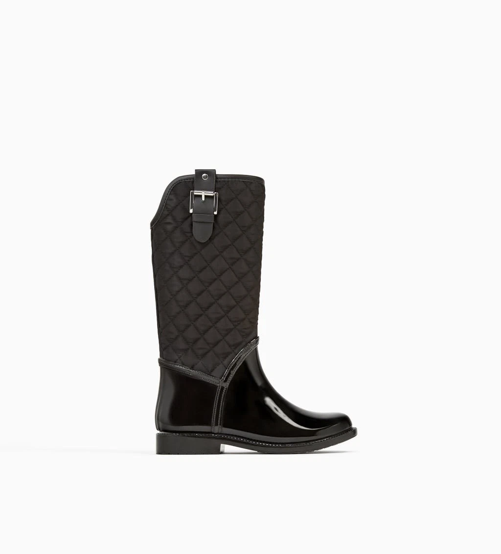 Botas de Lluvia Zara Kids Ni a Wellies Negras Talla 9 9.5 Nuevas con Etiquetas