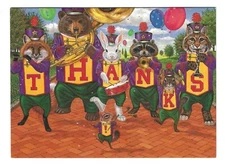 Forest Animals Thank You Note Card, Lisa Nilsson, Band/Music Themed 6.5" Sunrise