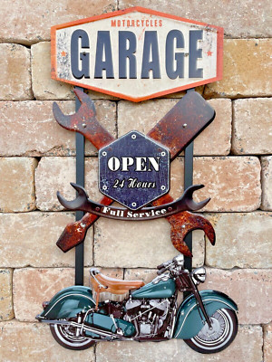 Blechschild Indian Service 84 cm Garage Deko USA Werkstatt Club 3D Chief Biker