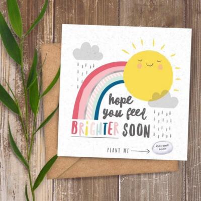 Hope You Feel Brighter Soon Magic Bean Blanko Grußkarte Pflanze Get Well Geschenk