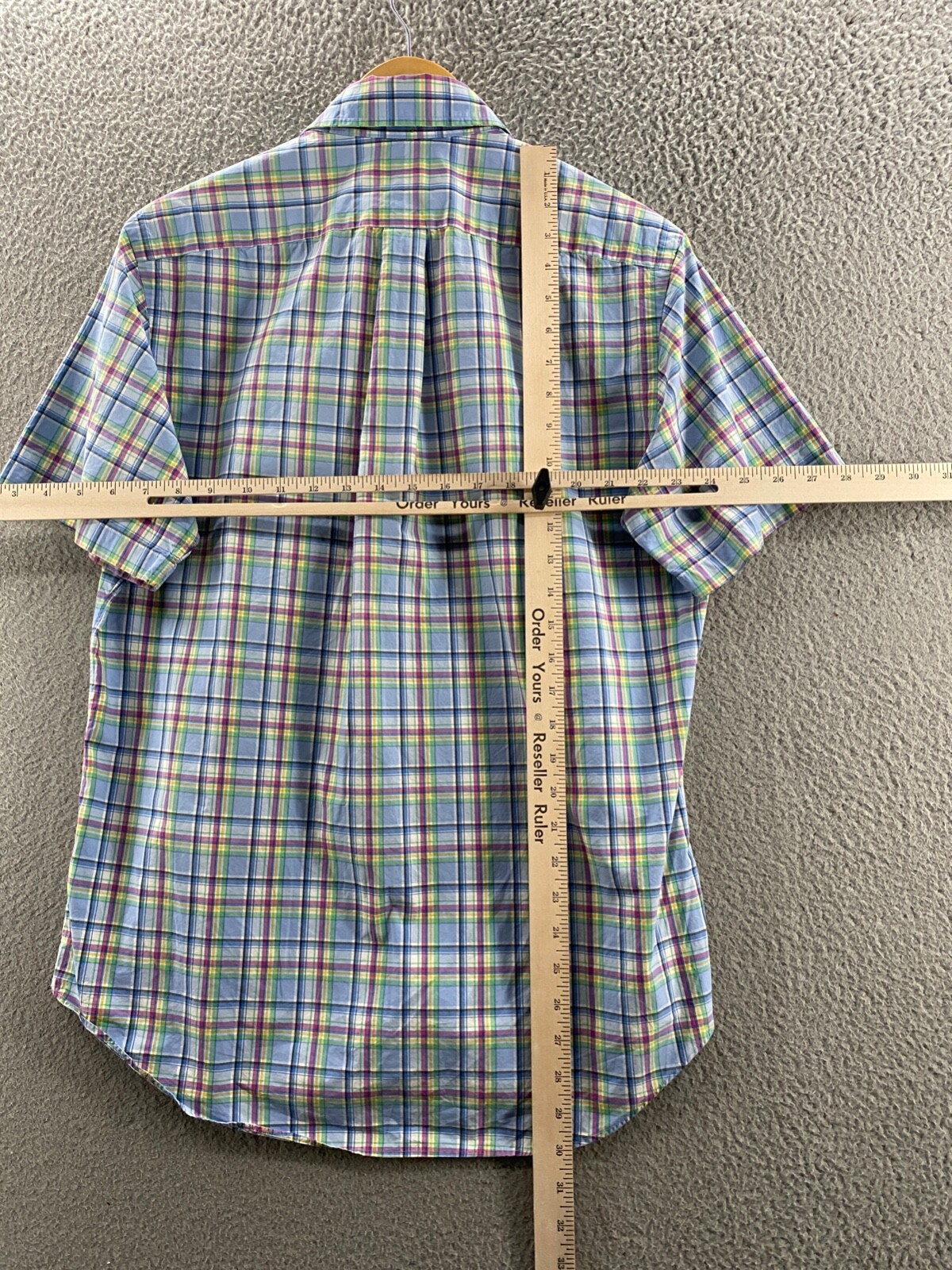 Ralph Lauren camicia uomo blu medio rosa a quadri bottoni logo pony multicolore