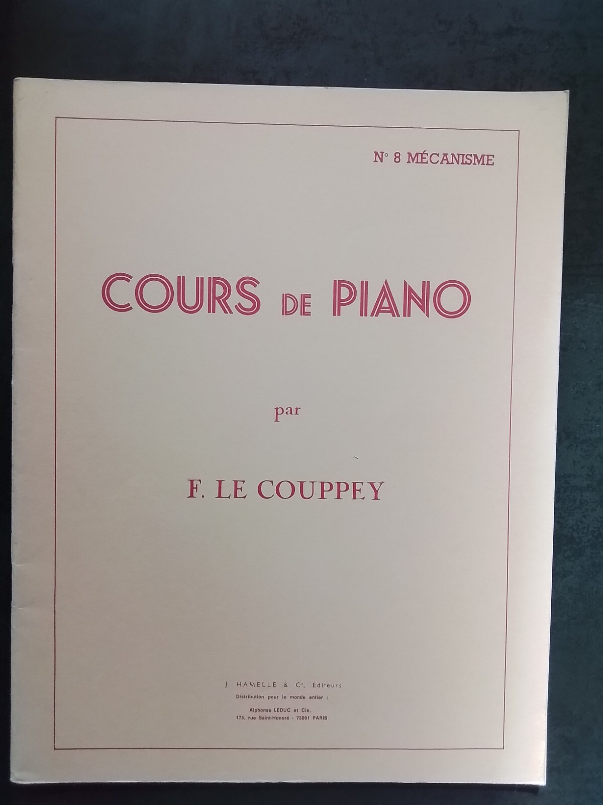 Partition Mécanisme Le Couppey n°8 pour délier les doigts au piano