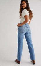 We The Free People Pacifica Straight Leg Jeans Size 27 Mid Blue Rigid Denim