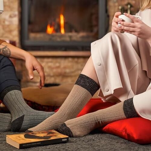 Alpaca Wool Socks 2 pairs Natural Thermal Winter Socks Hiking walking home sock - Picture 12 of 36
